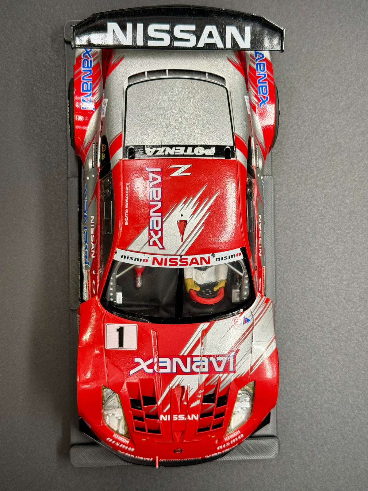 1/24 Scale Xanavi Nissan Z Analog Slot Car, JGTC 2004, Adjustable Metal Chassis, Lights!