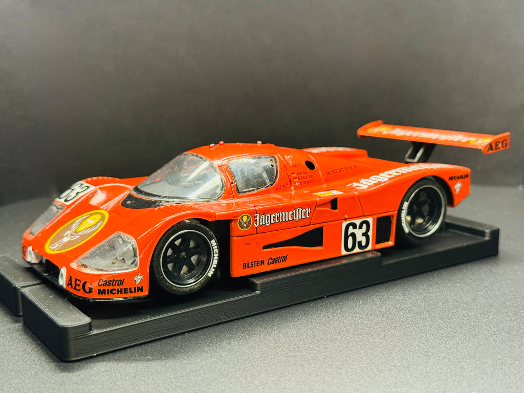 Sauber Mercedes C9 Jägermeister racing slot car front three-quarter view