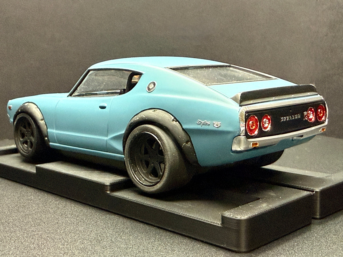 Custom Nissan Kenmeri Skyline GT-R slot car front three-quarter view