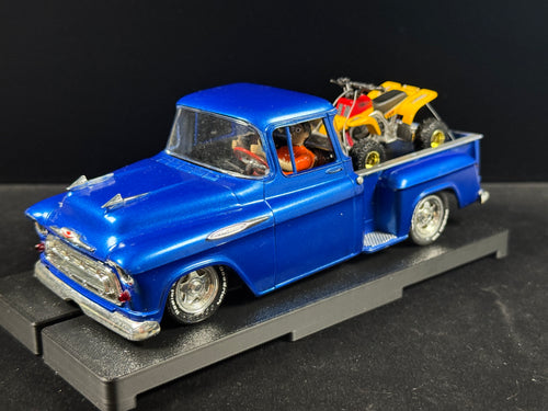 1/24 1957 Chevy Stepside Pickup Hot Rod Analog Slot Car (+ 4 Wheeler in the Bed!)