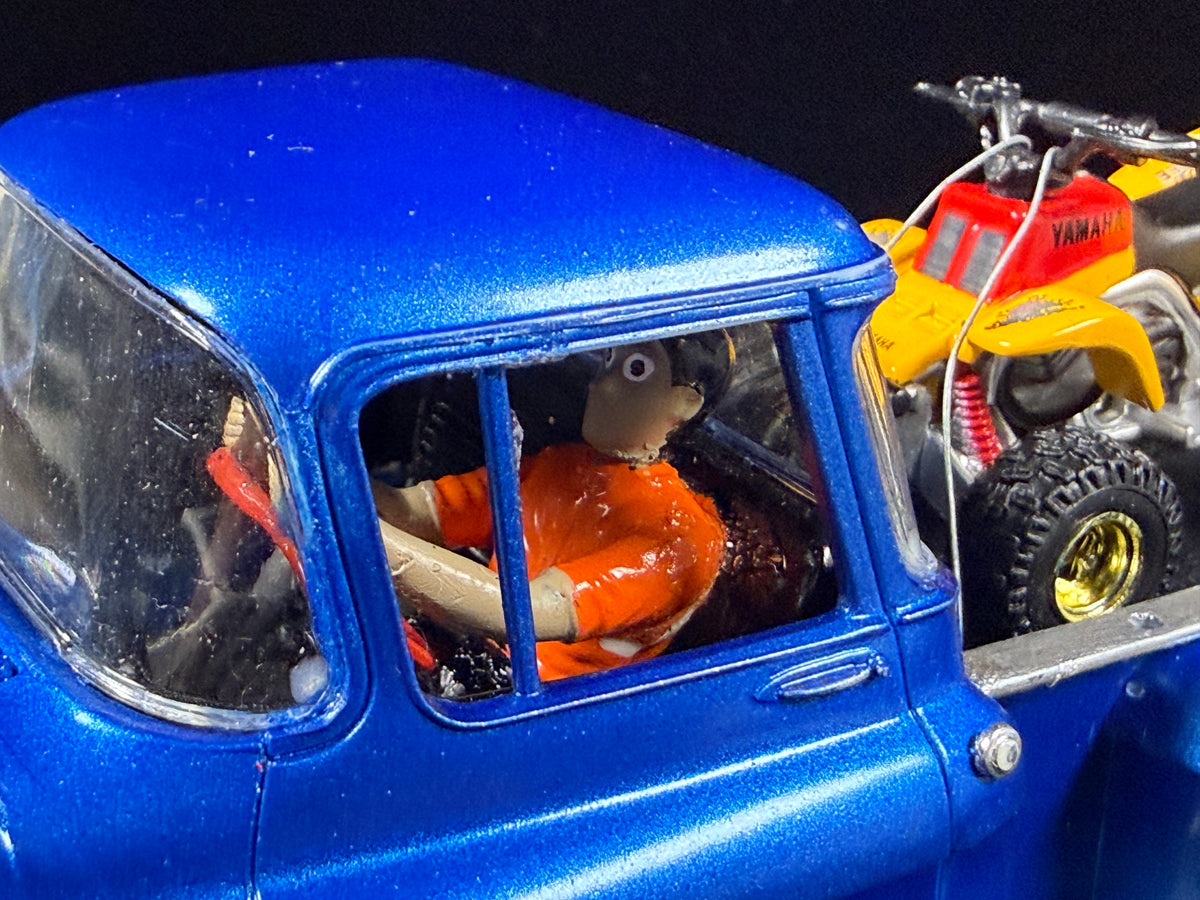 1/24 1957 Chevy Stepside Pickup Hot Rod Analog Slot Car (+ 4 Wheeler in the Bed!)